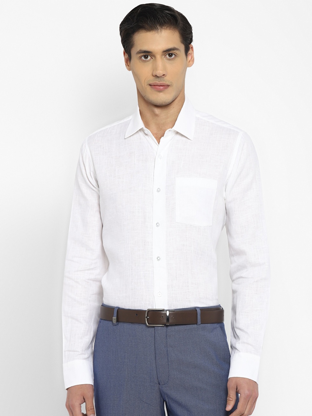 

TOP BRASS Spread Collar Cotton Formal Shirt, White