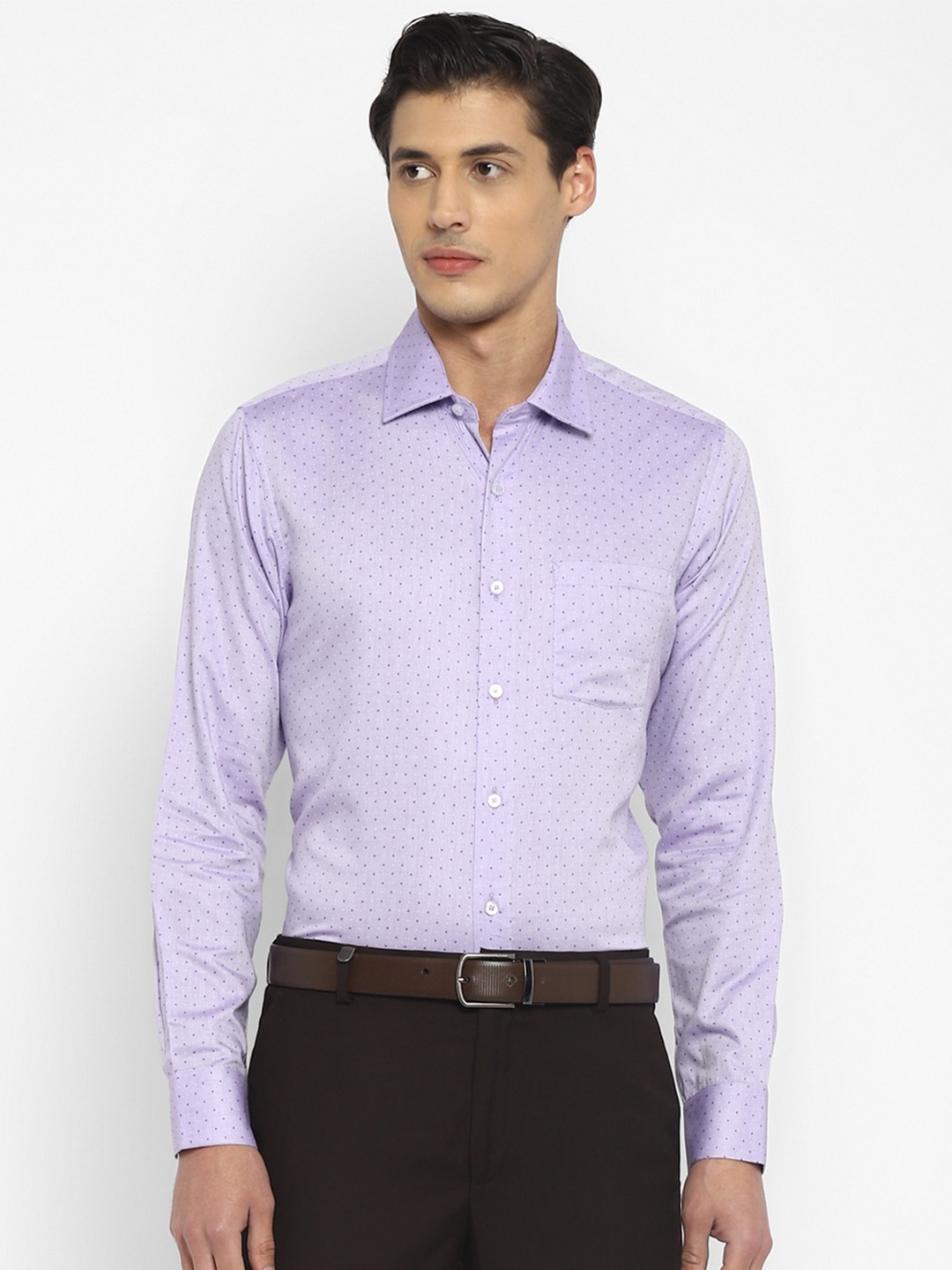 

TOP BRASS Men Micro Ditsy Printed Cotton Formal Shirt, Purple