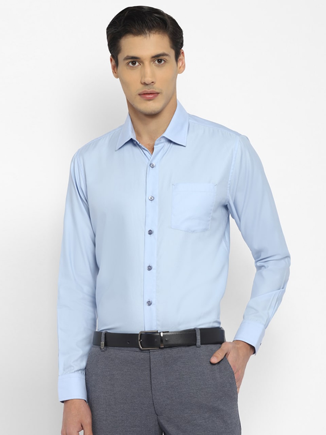 

TOP BRASS Regular Fit Formal Cotton Shirt, Blue