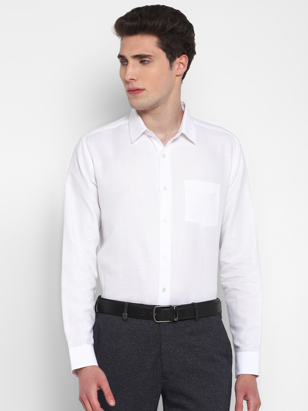 

TOP BRASS Spread Collar Cotton Formal Shirt, White