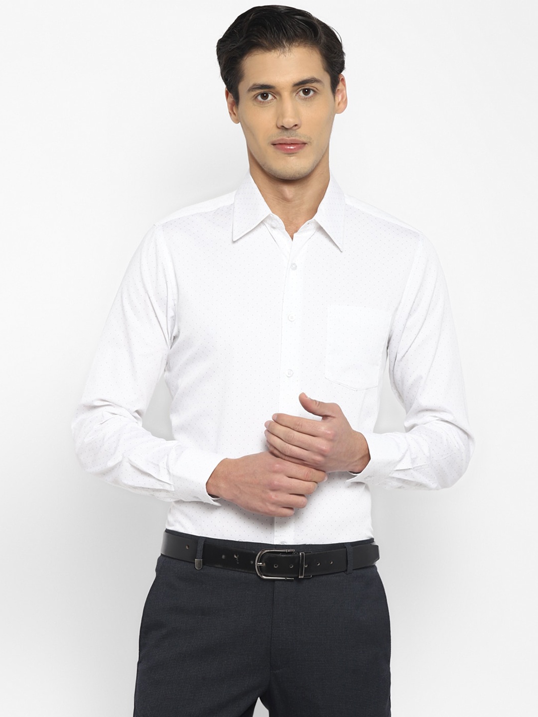 

TOP BRASS Spread Collar Cotton Formal Shirt, White