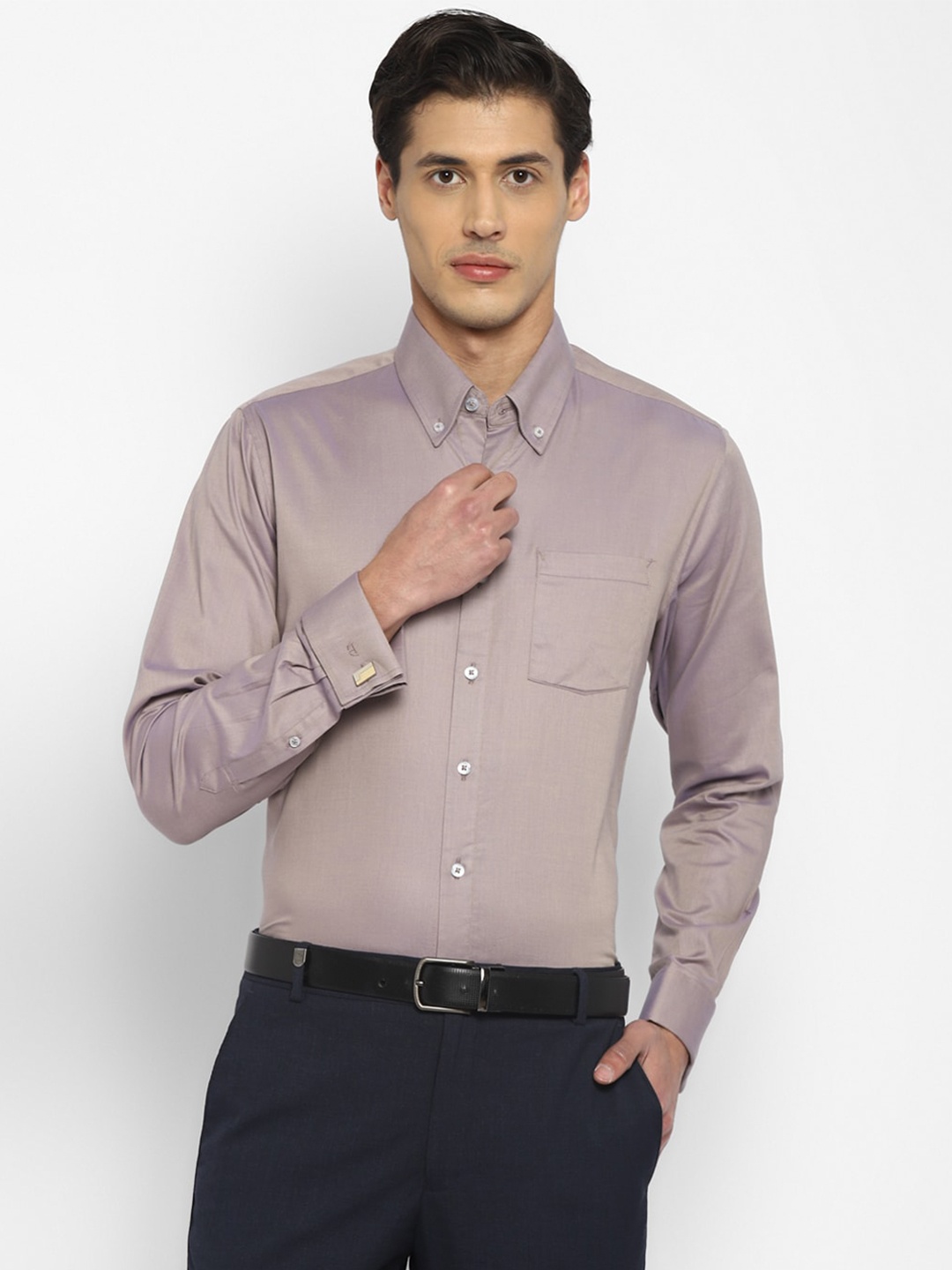 

TOP BRASS Regular Fit Cotton Formal Shirt, Purple