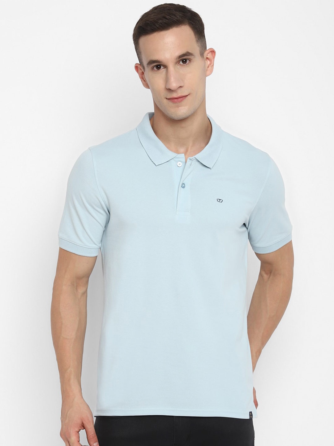 

TOP BRASS Polo Collar Slim Fit Cotton T-shirt, Blue