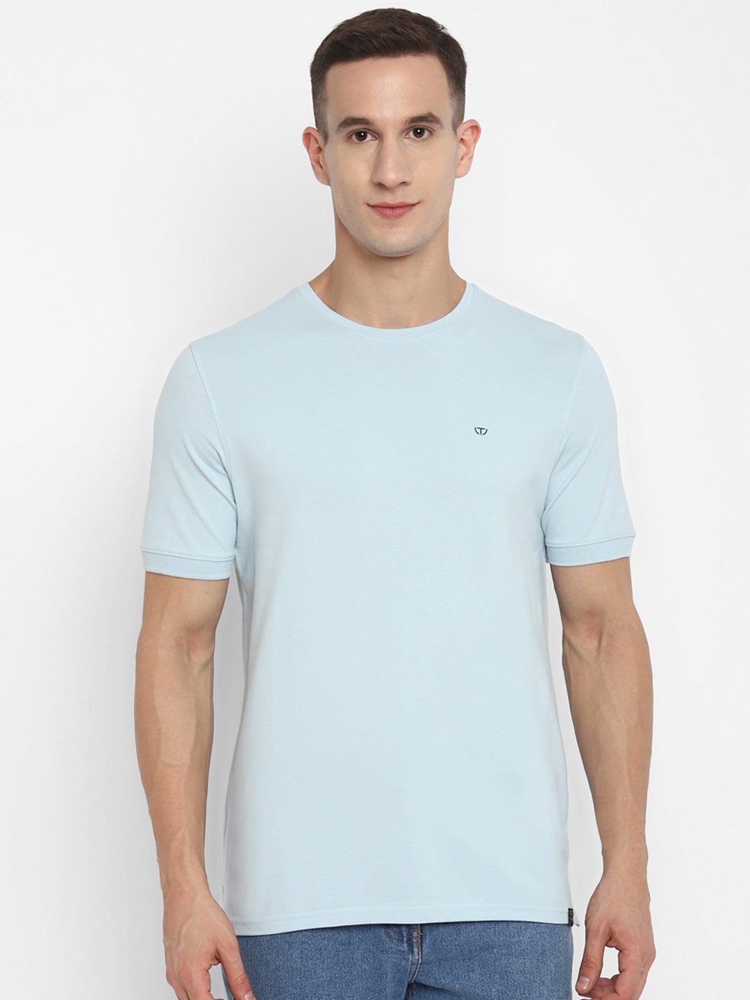 

TOP BRASS Short Sleeve Round Neck Cotton T-shirt, Blue