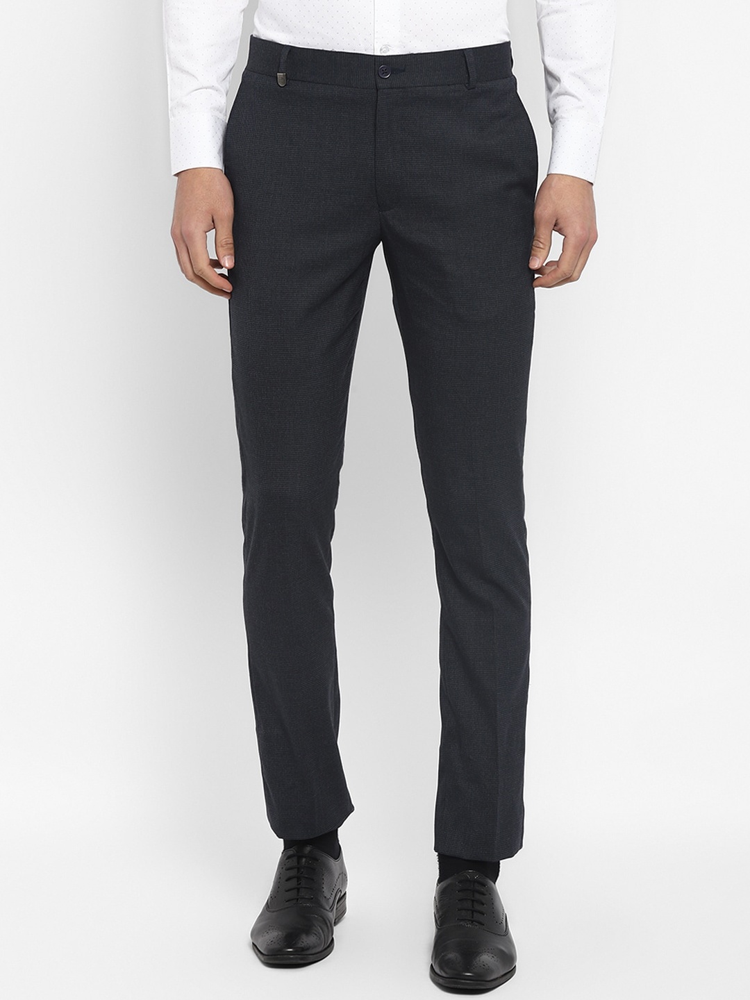 

TOP BRASS Men Textured Slim Fit Formal Trousers, Grey