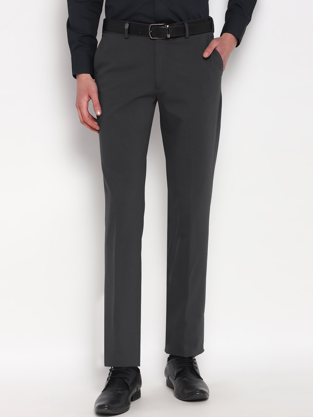 

TOP BRASS Men Slim Fit Formal Trousers, Grey