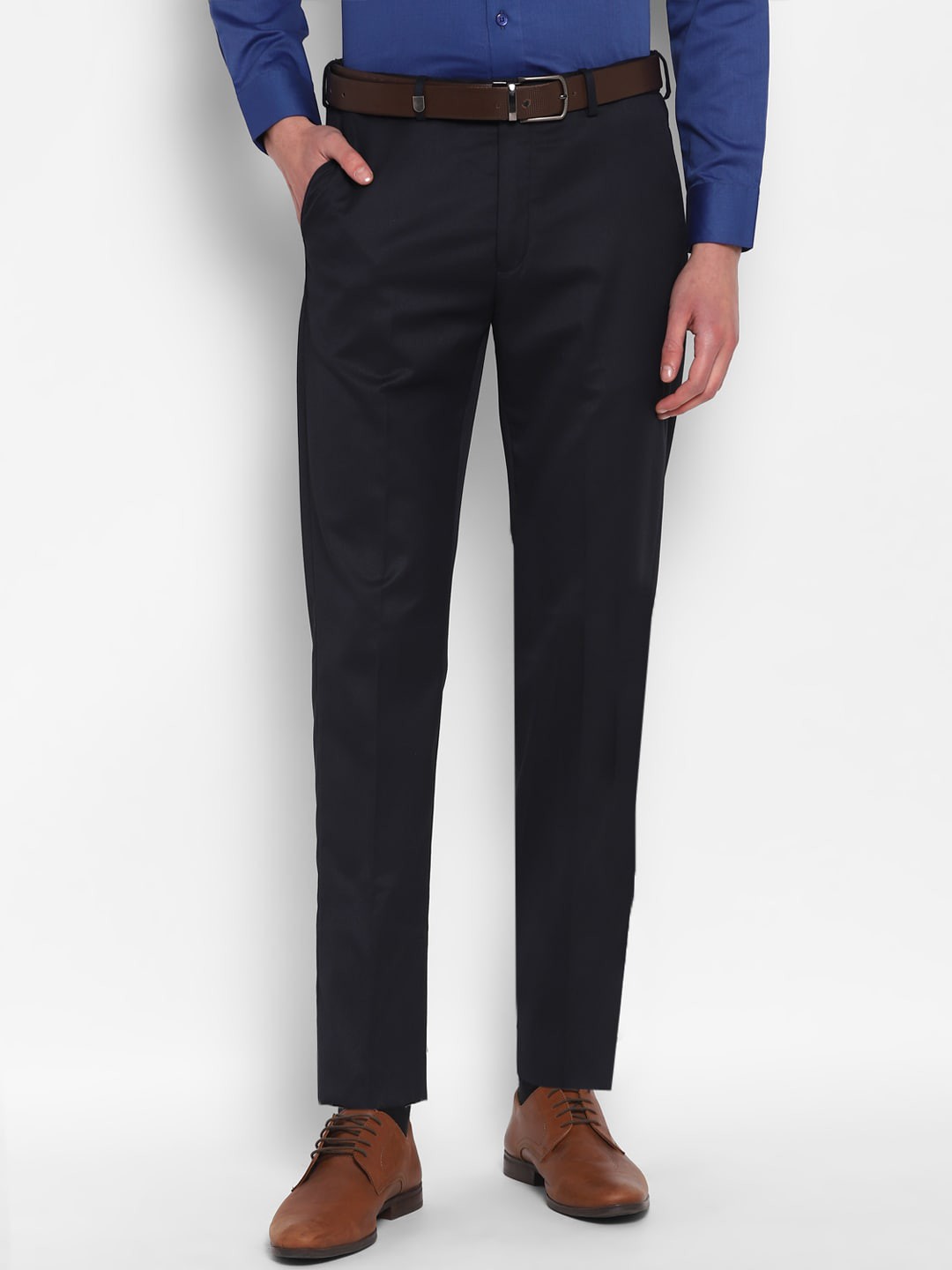 

TOP BRASS Men Slim Fit Formal Trousers, Blue