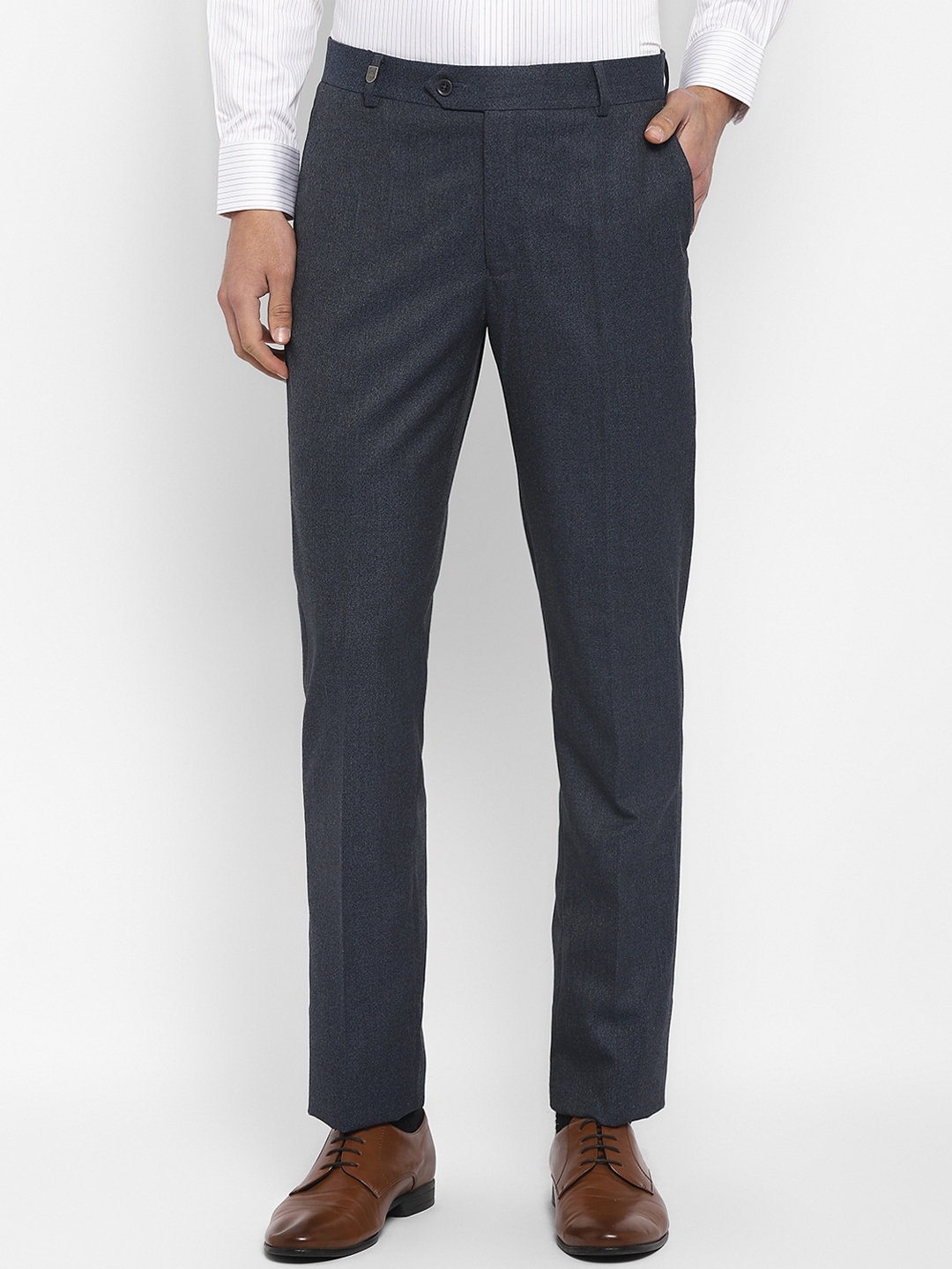 

TOP BRASS Men Mid-Rise Formal Trouser, Navy blue