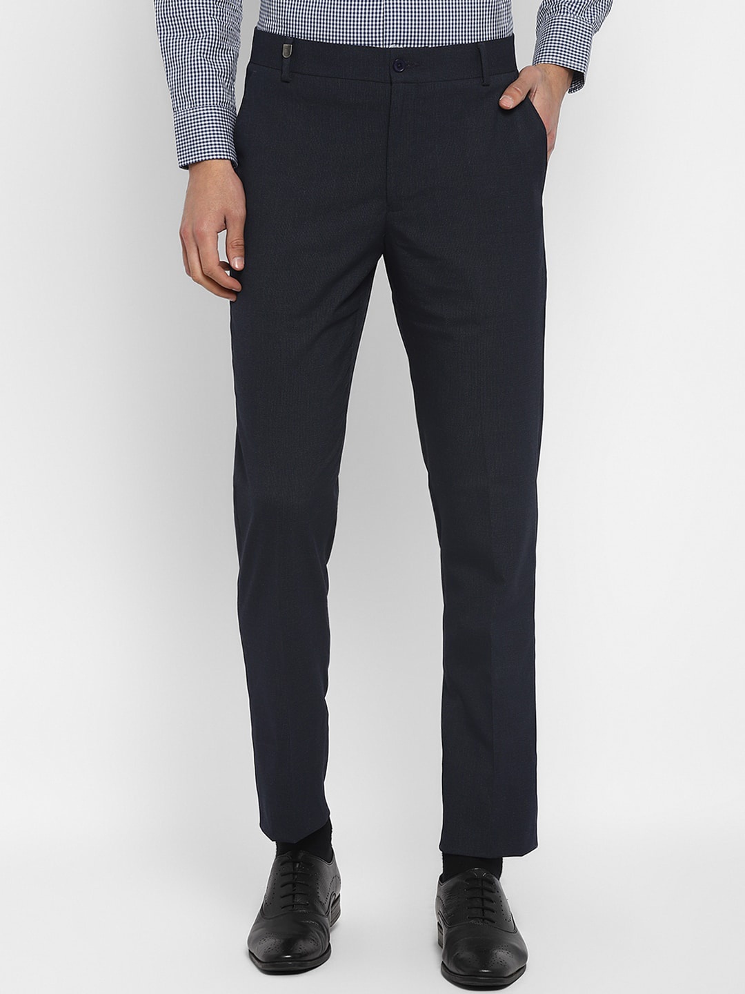 

TOP BRASS Men Textured Mid-Rise Slim Fit Formal Trousers, Grey