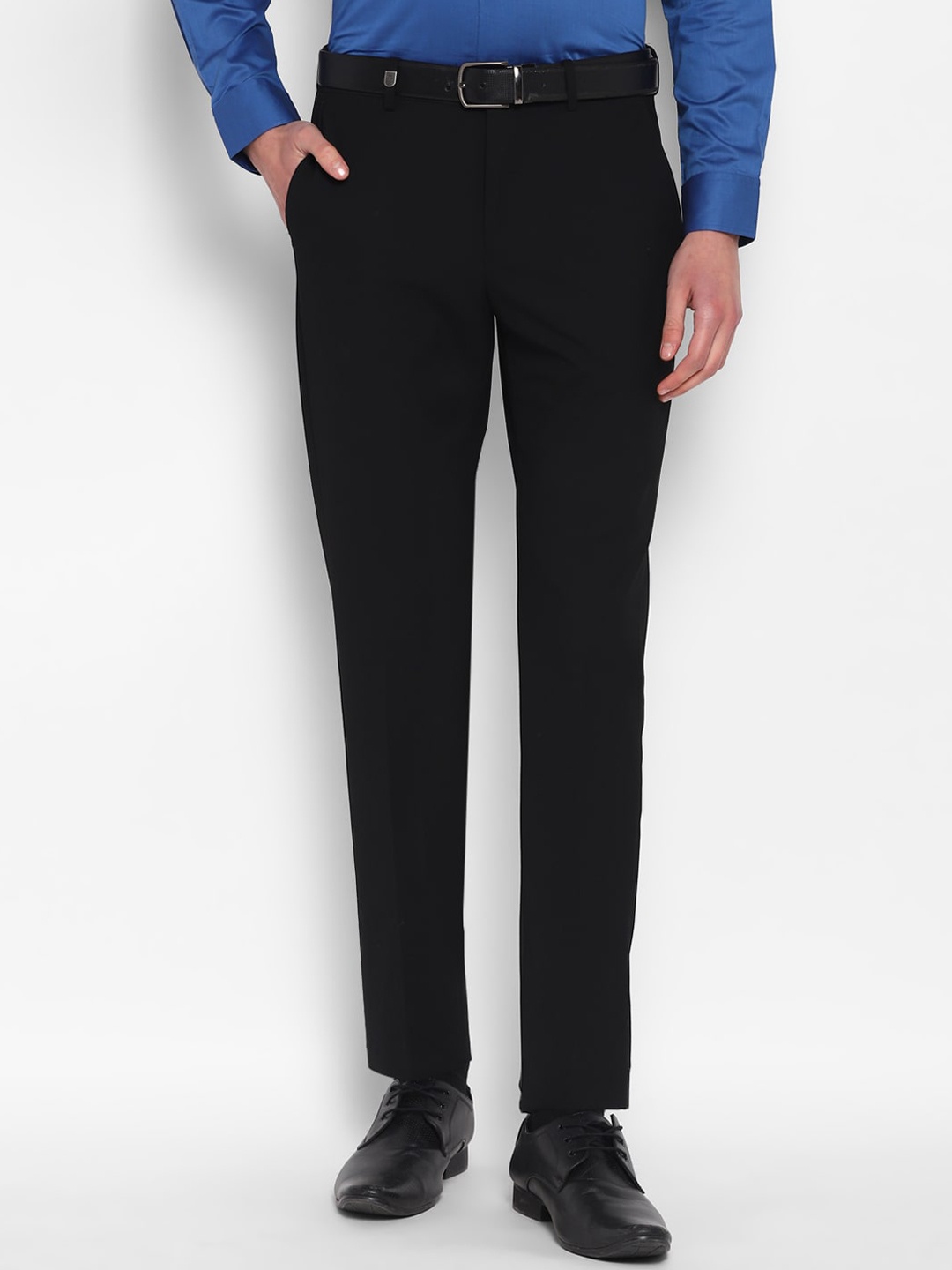 

TOP BRASS Men Mid Rise Slim Fit Formal Trousers, Black