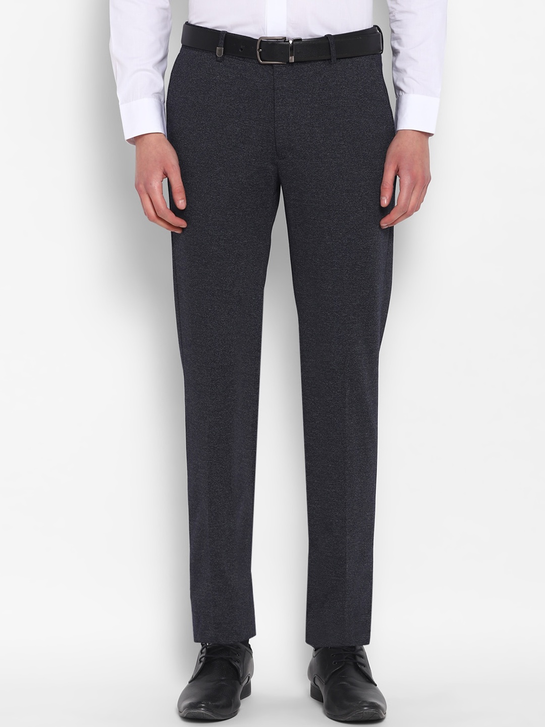

TOP BRASS Men Textured Mid Rise Slim Fit Formal Trousers, Grey