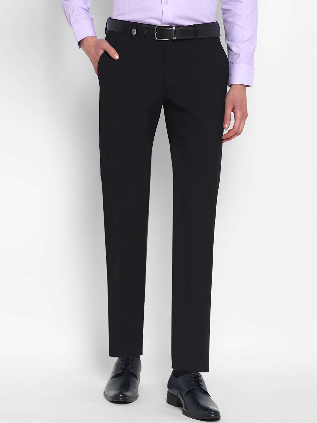 

TOP BRASS Men Mid Rise Slim Fit Formal Trousers, Black