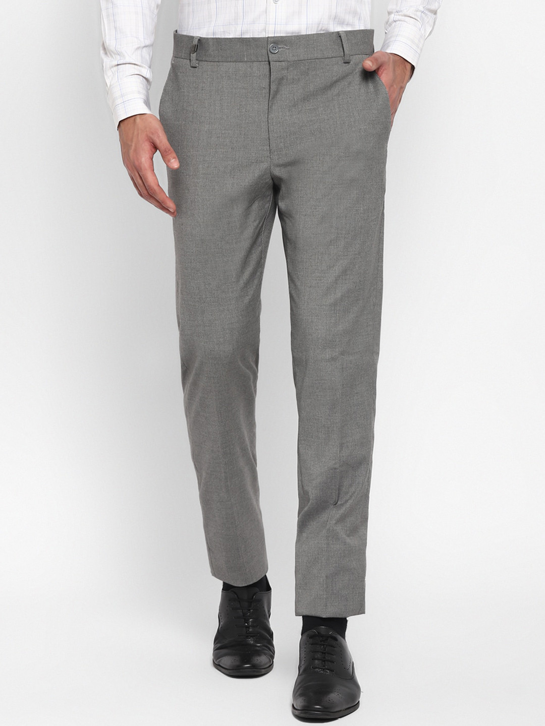 

TOP BRASS Men Mid Rise Slim Fit Formal Trousers, Grey