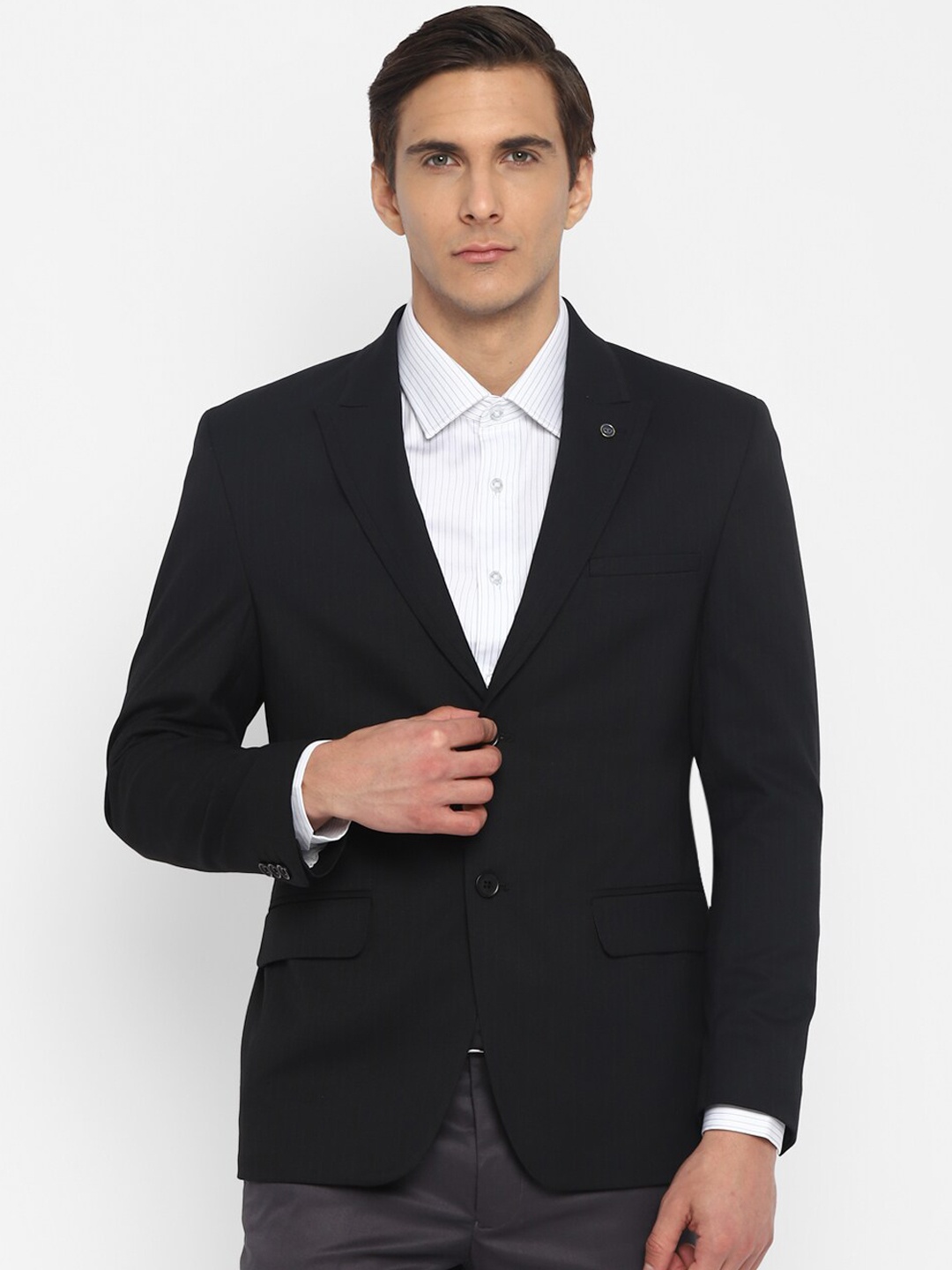 

TOP BRASS Single Breasted Peaked Lapel Formal Blazer, Black