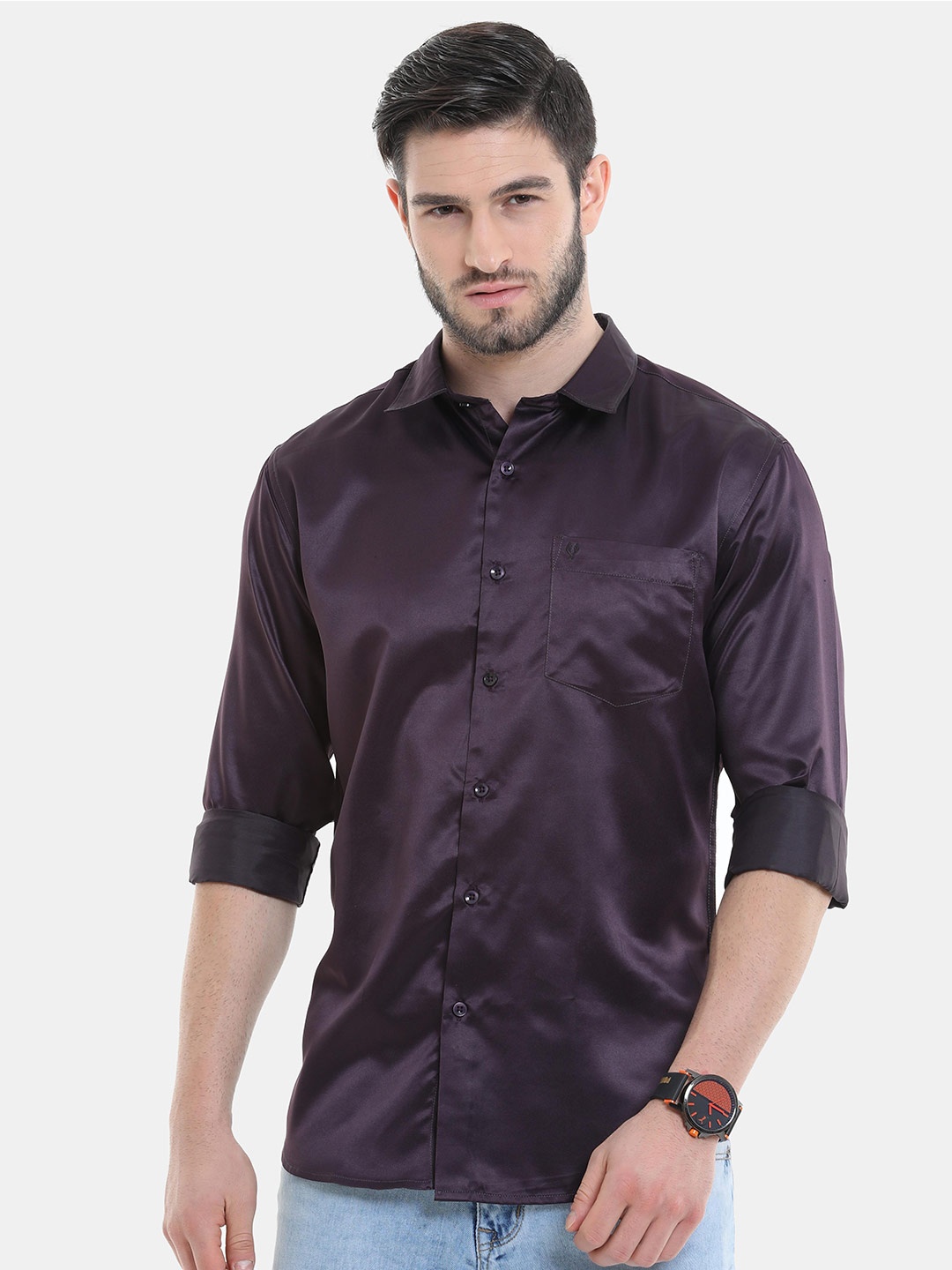 

VUDU Comfort Casual Patch Pocket Cotton Shirt, Purple