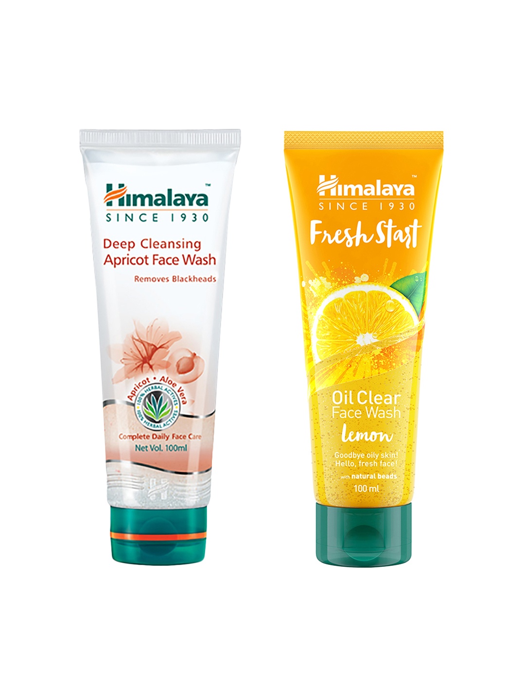 

Himalaya Set of Deep Cleansing Apricot & Fresh Start Oil Clear Lemon Face Wash- 100ml each, Yellow