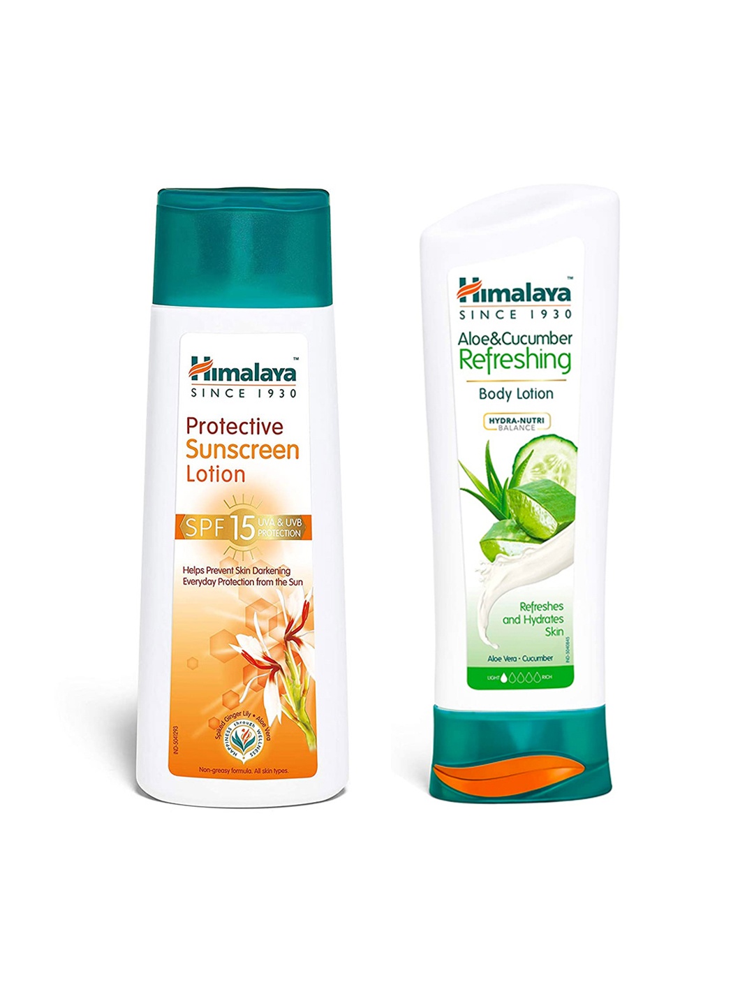 

Himalaya Set of Protective SPF15 Sunscreen 100ml & Aloe Cucumber Body Lotion 200ml, White