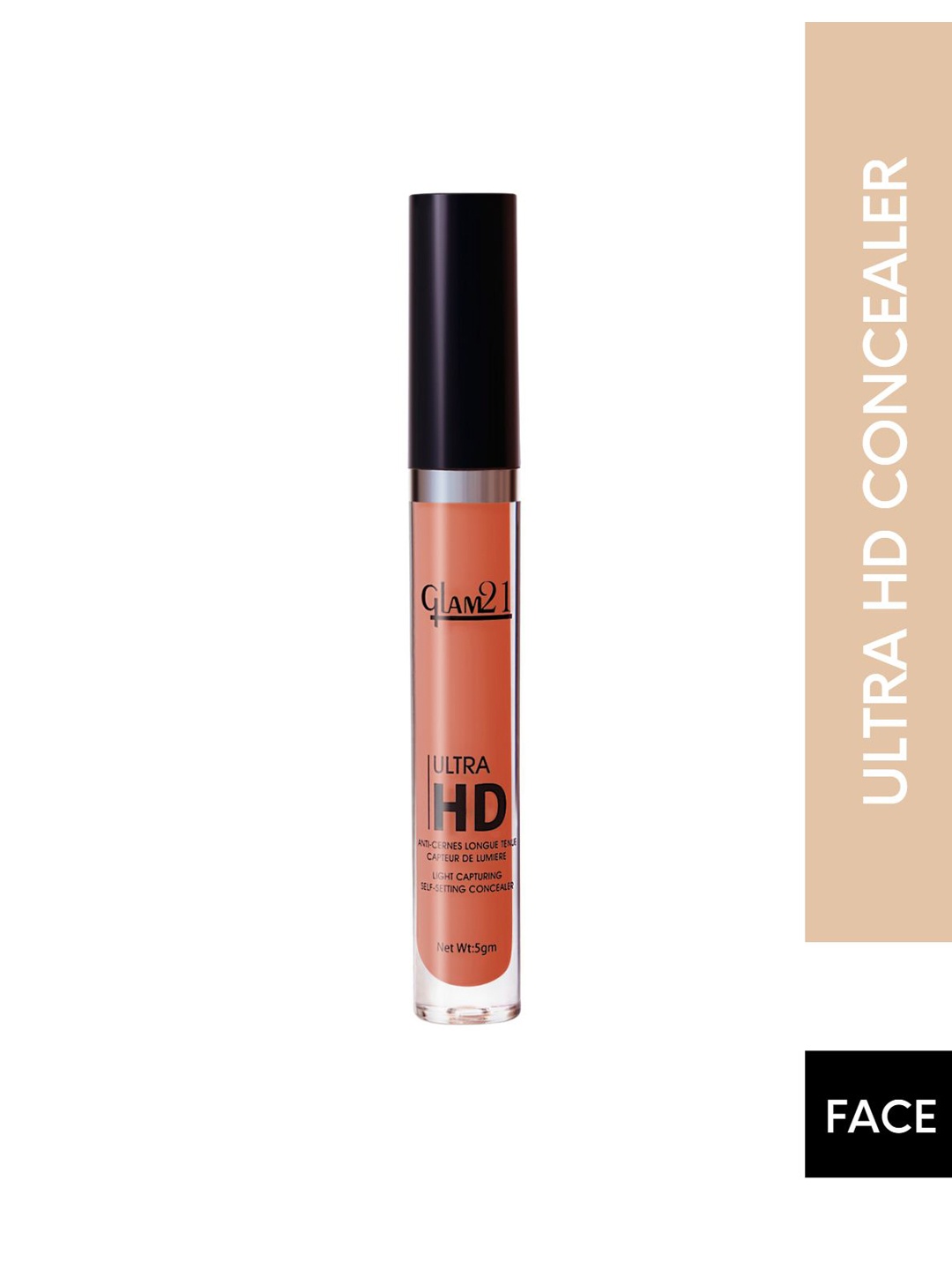 

GLAM21 Ultra HD Light Capturing Self Setting Liquid Concealer 5g - Orange Bar 05, Brown