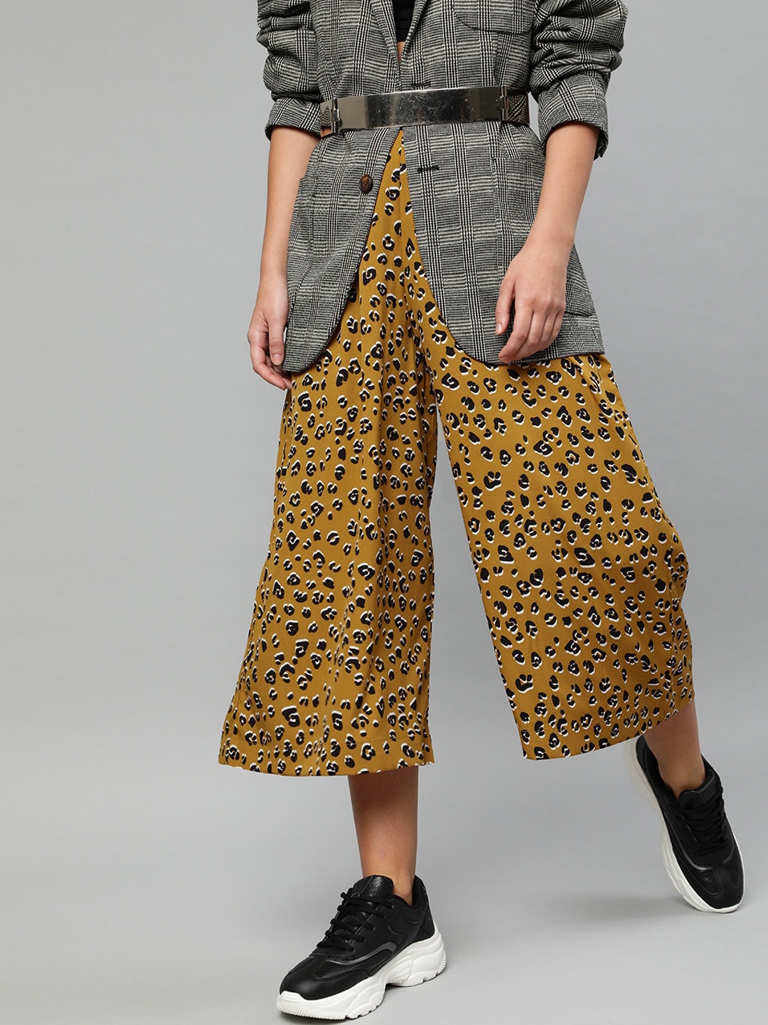 

Sera Women Printed High-Rise Culottes Trousers, Yellow