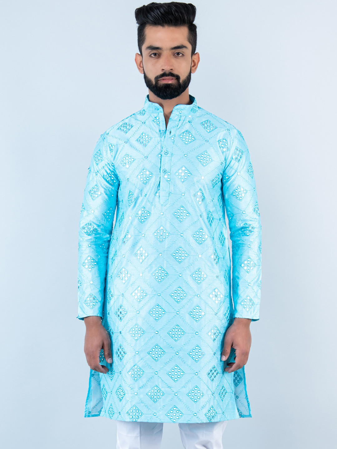 

Tistabene Embroidered Mirror Work Kurta, Blue
