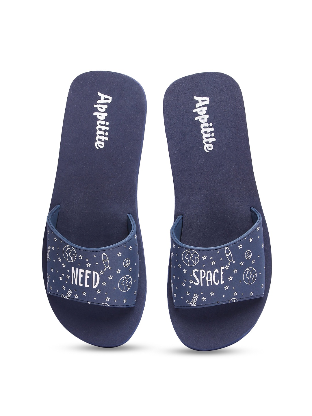 

APPITITE Men Printed Rubber Casual Sliders, Navy blue