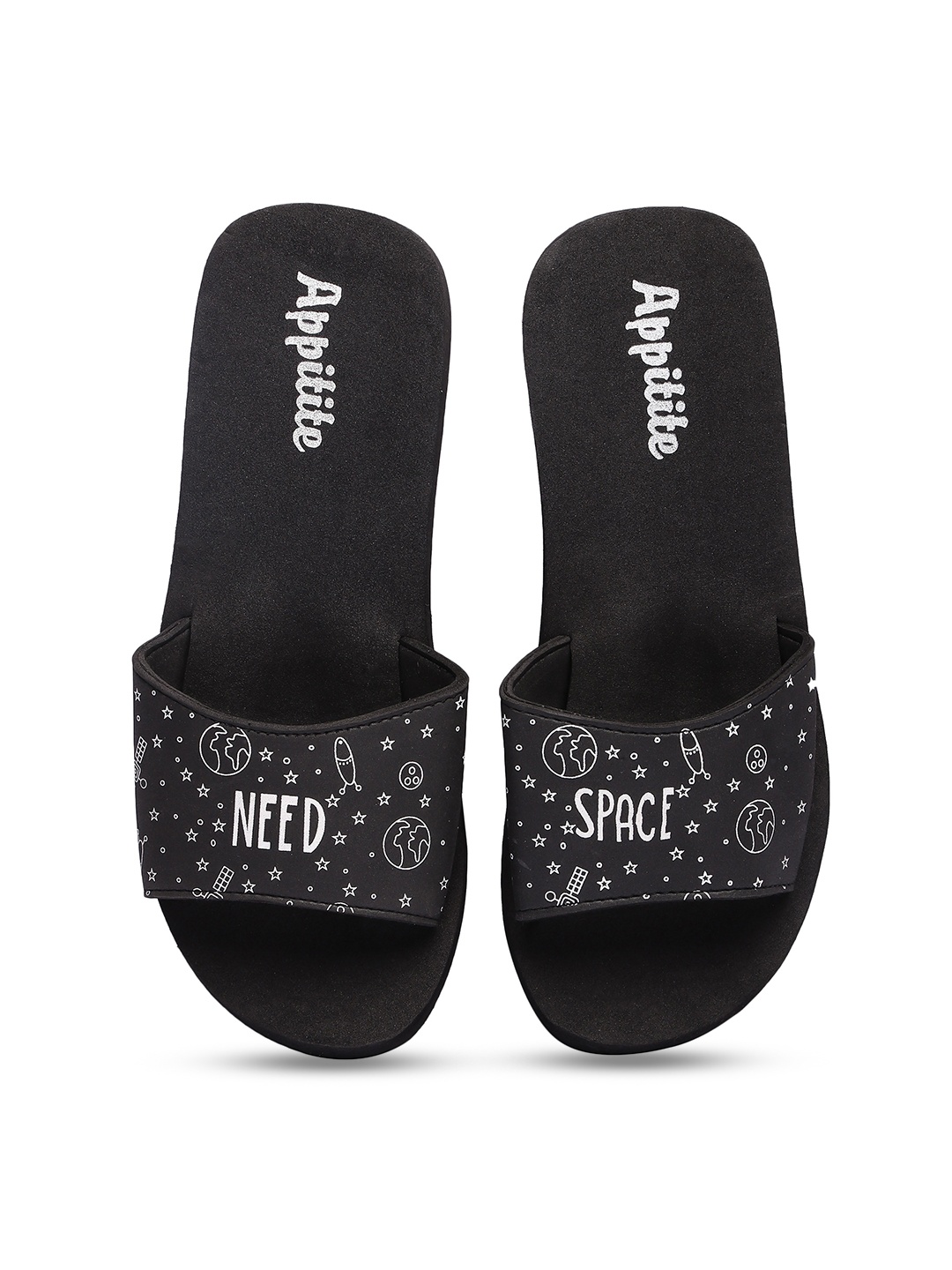 

APPITITE Men Printed Rubber Casual Sliders, Black