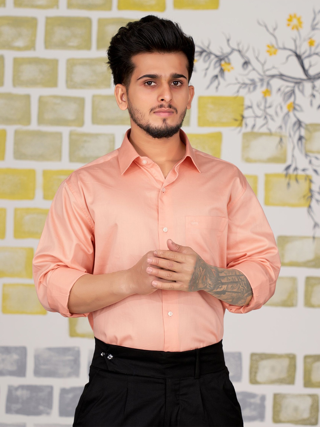 

FRENCH CROWN Standard Twill Formal Cotton Shirt, Pink