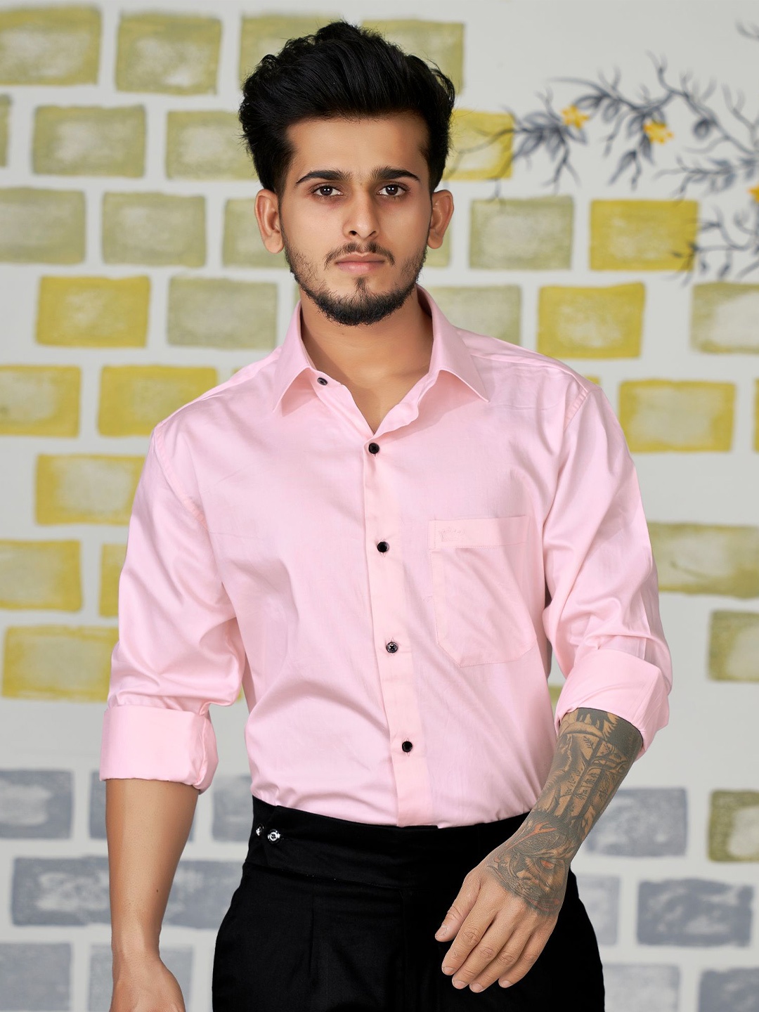 

FRENCH CROWN Standard Casual Cotton Shirt, Pink