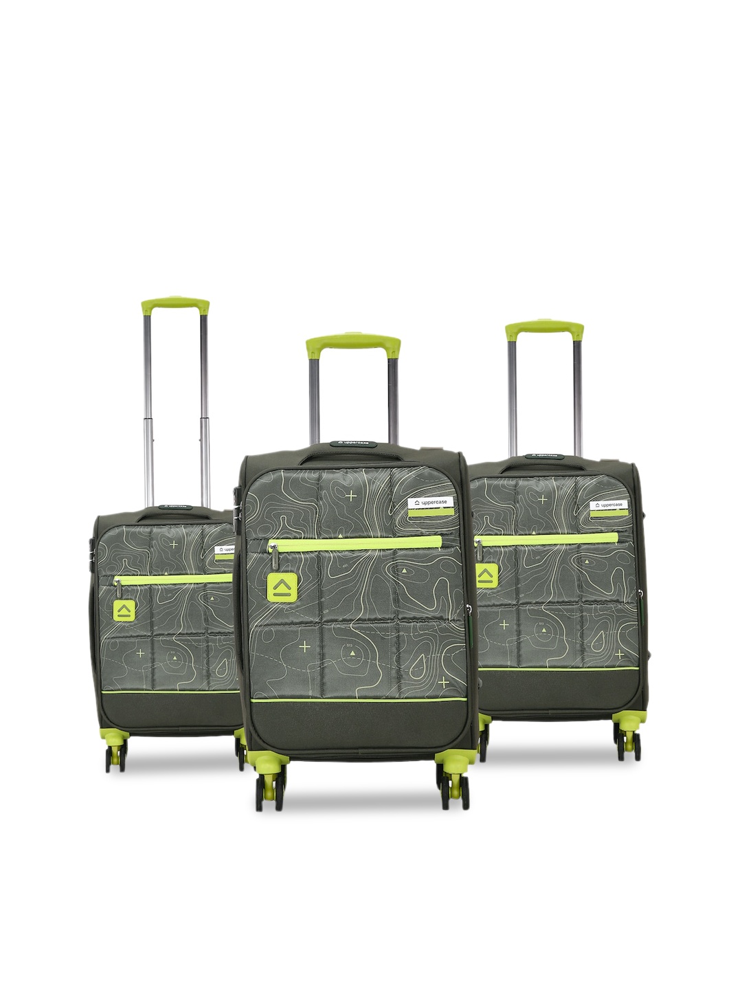 

uppercase Topo Luggage Set Of 3 Printed Trolley Bag, Green