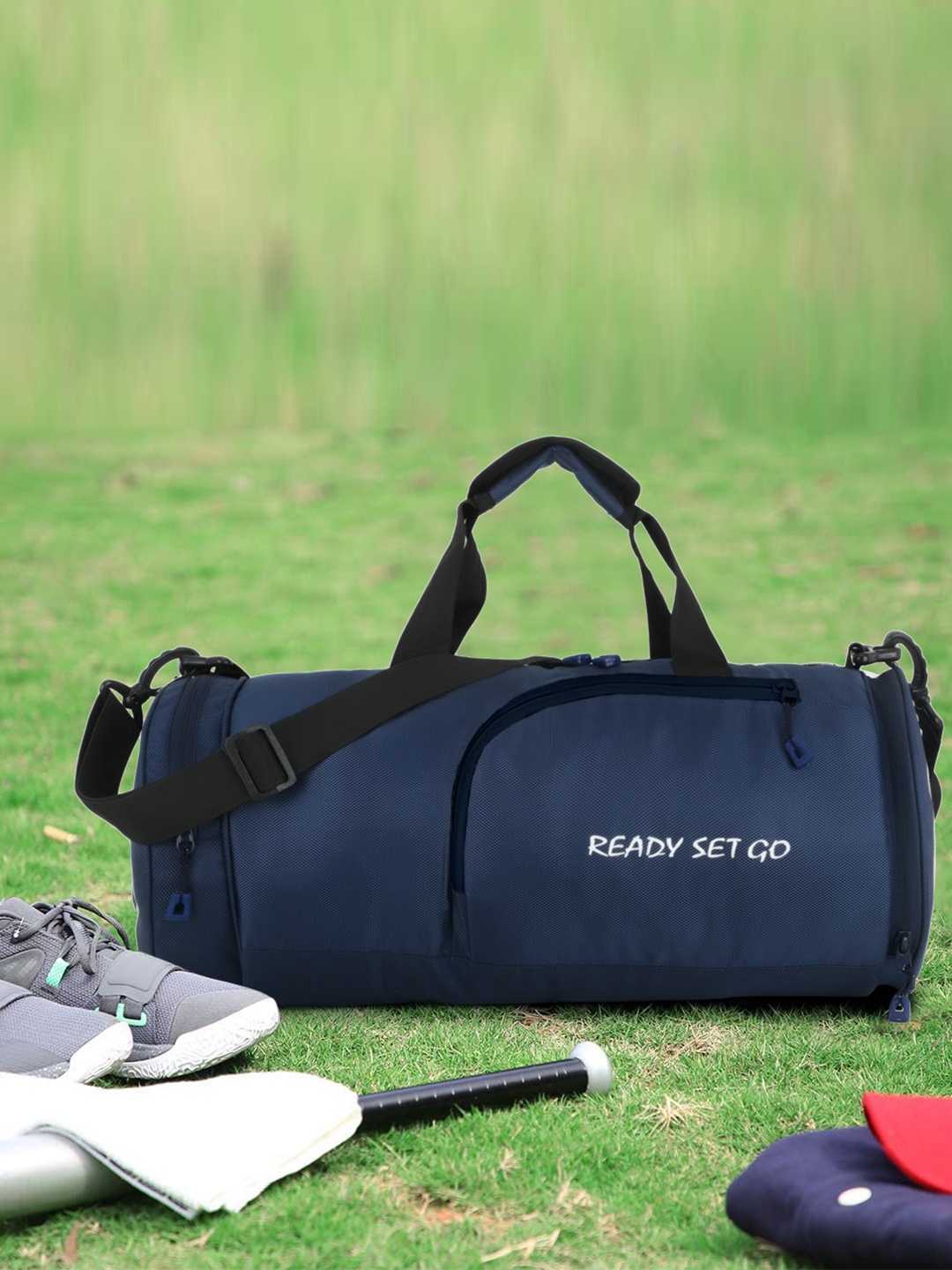 

TRAVEL POINT Printed Duffel Bag, Navy blue
