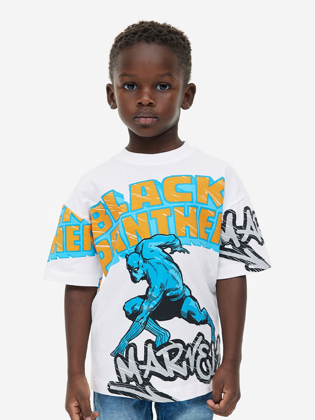 

H&M Boys Pure Cotton Oversized Printed T-shirt, White