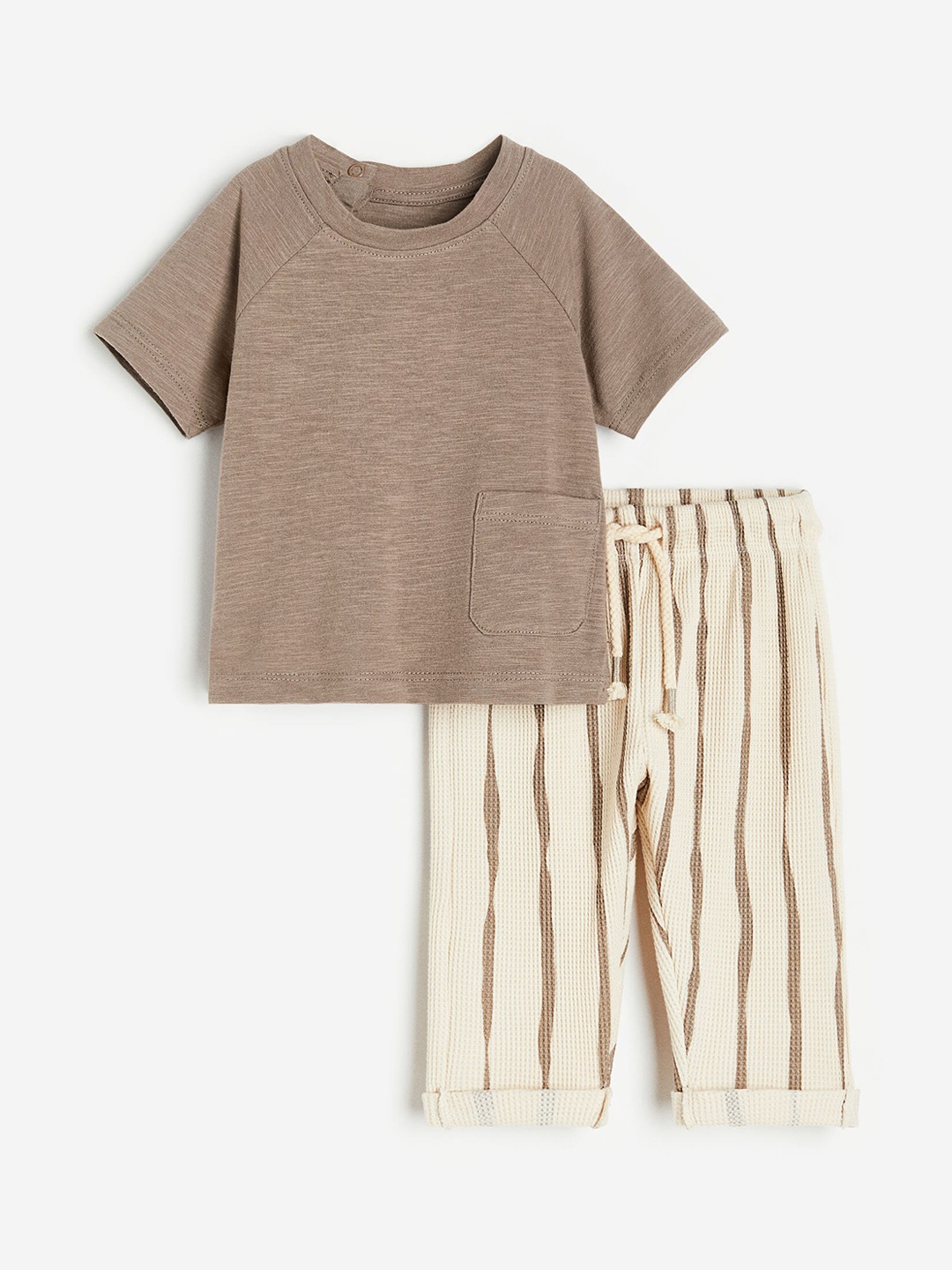 

H&M Boys 2-Piece Pure Cotton Jersey Set, Brown