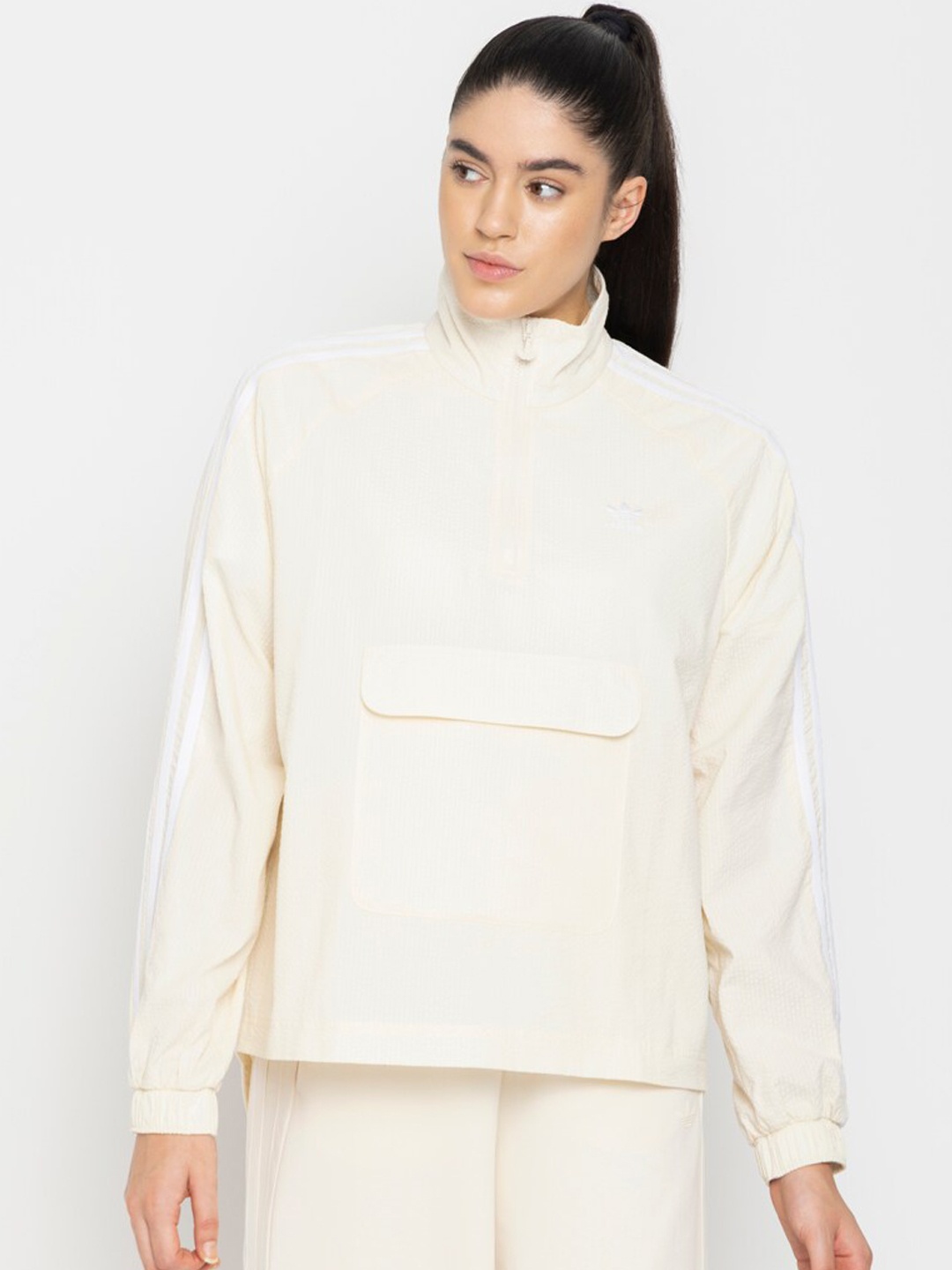 

ADIDAS Originals Women Adicolor Classics Poplin Half-Zip Track Cotton Jacket, White