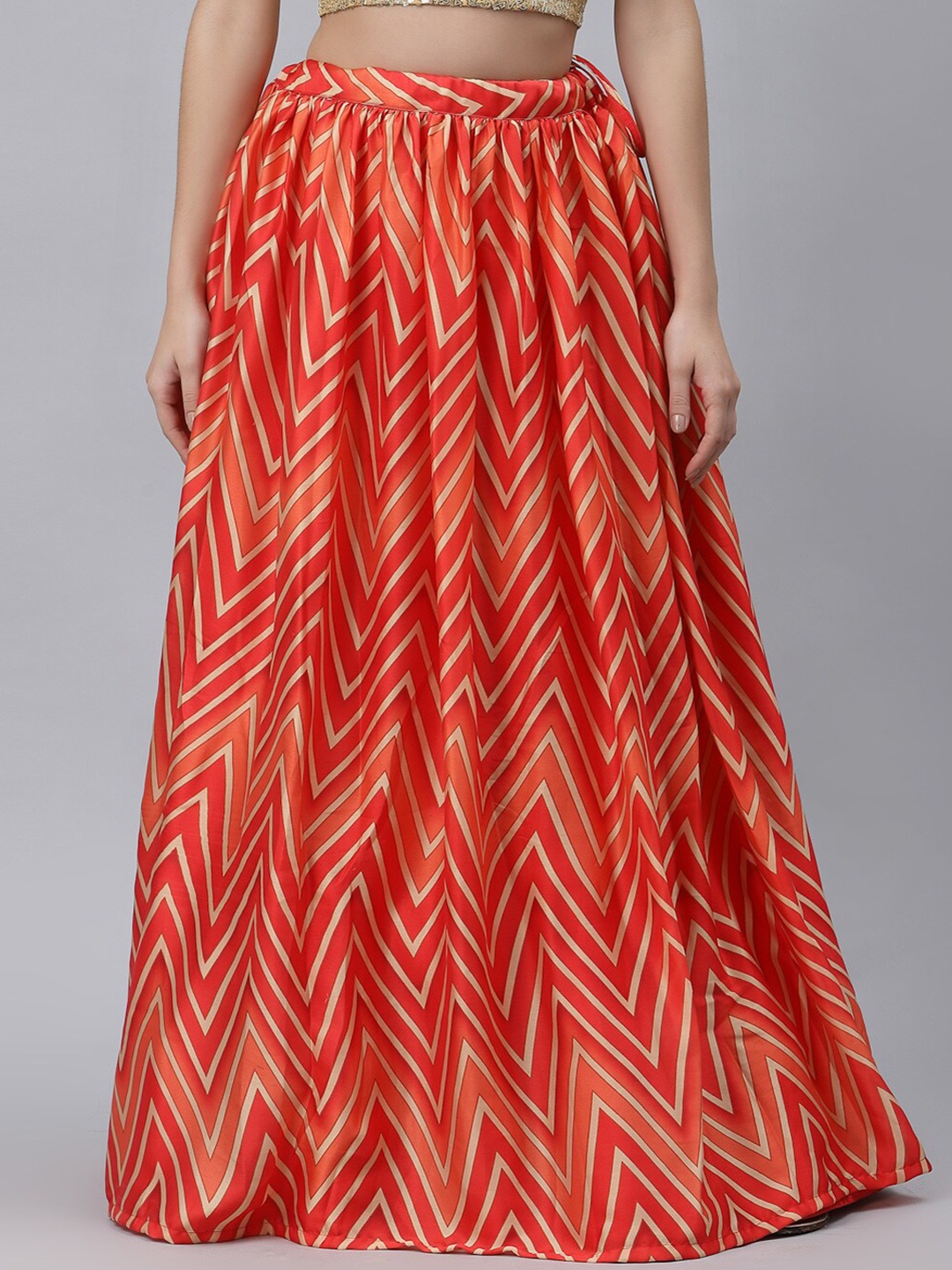 

studio rasa Chevron Printed Maxi Bias Skirt, Red