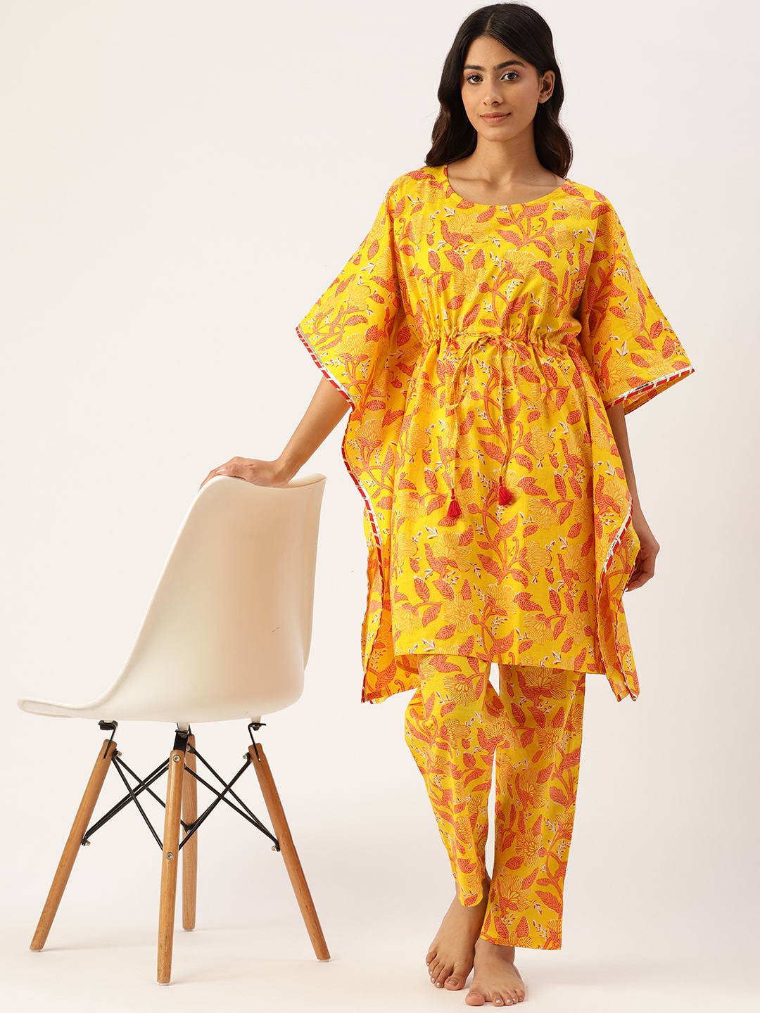 

ETC Printed Pure Cotton Night Suit, Yellow