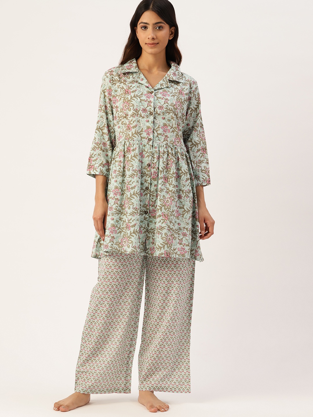 

ETC Printed Pure Cotton Night Suit, Green