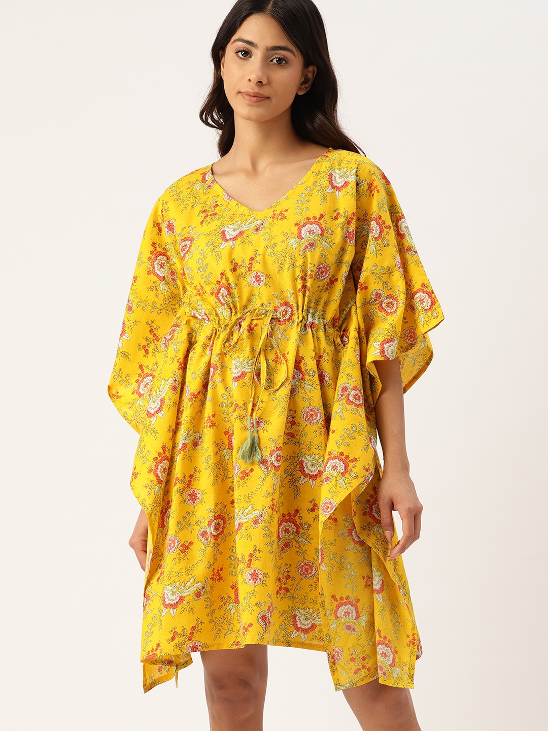 

ETC Women Pure Cotton Printed Night Suit, Yellow