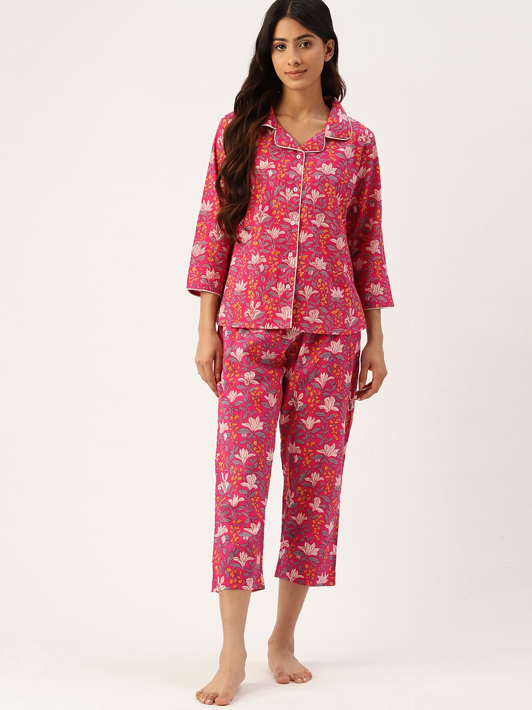 

ETC Printed Pure Cotton Night Suit, Pink