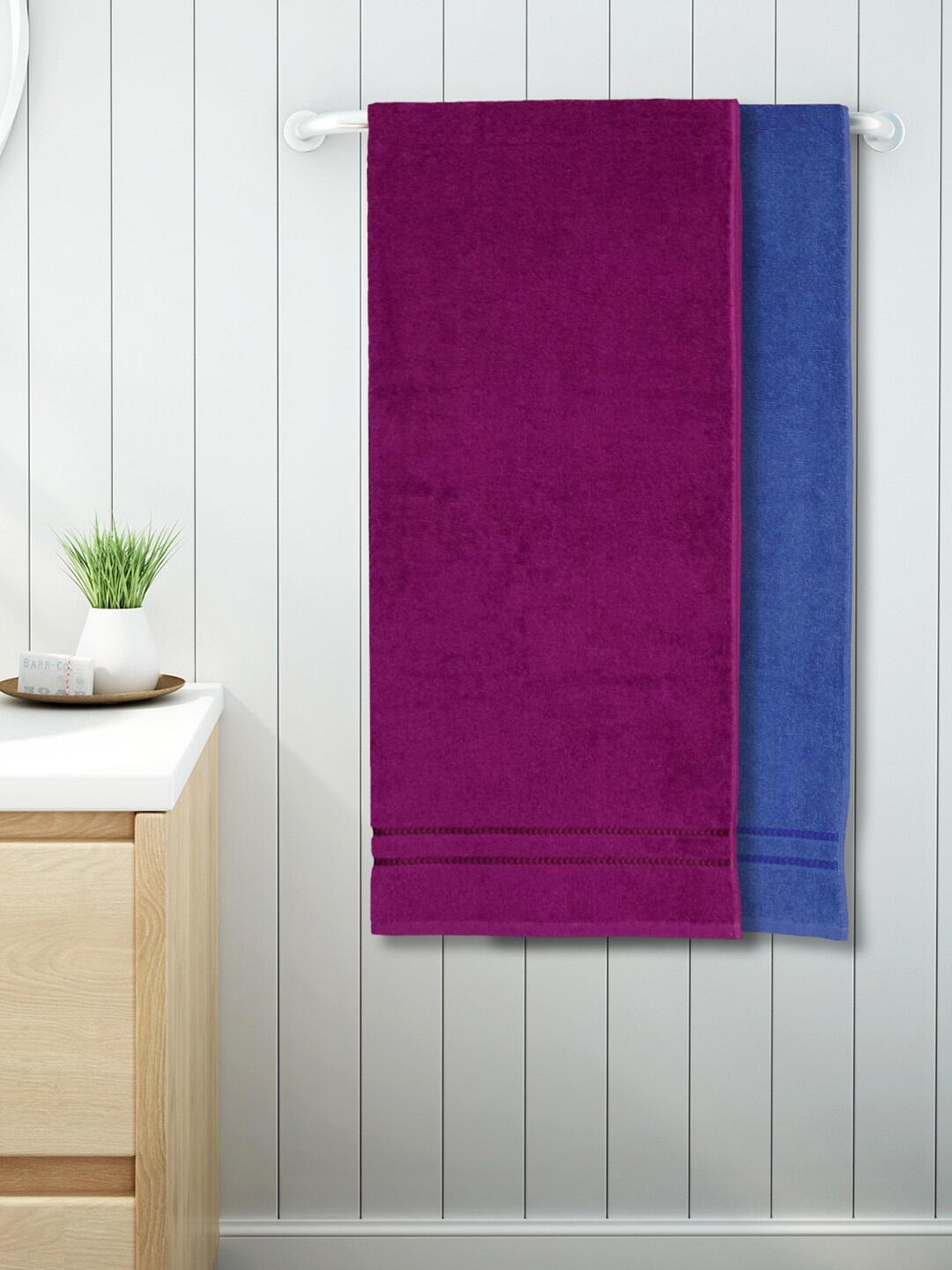 

SPACES Seasons 2 Pieces Best Blue & Magenta Pieces 380 GSM Pure Cotton Bath Towels