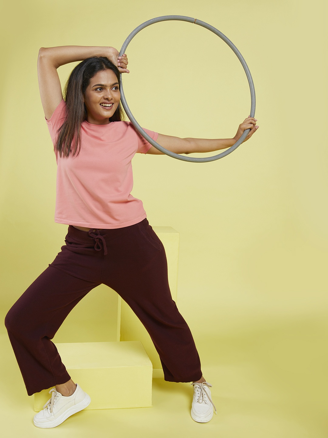 

Blissclub Women Move All Day Breathable & Lightweight Moisture Wicking Cotton Track Pants, Burgundy