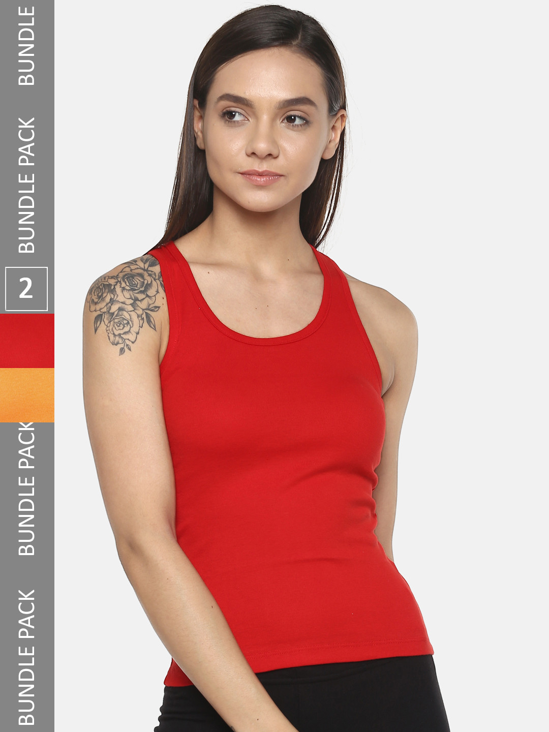 

DressBerry Pack Of 2 Pure Cotton Camisoles, Red