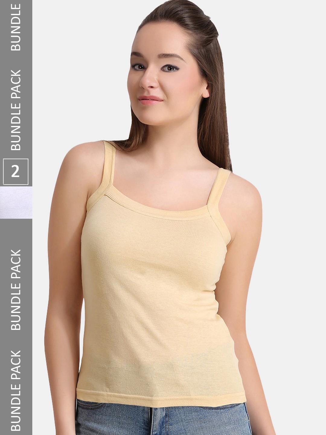 

DressBerry Pack Of 2 Non-Padded Pure Cotton Camisoles, Nude