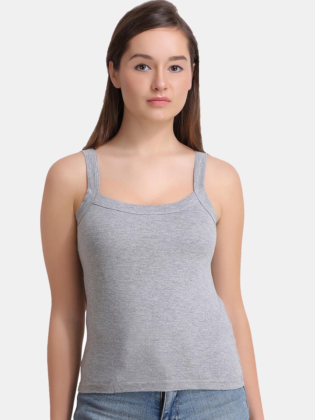 

DressBerry Non-Padded Pure Cotton Camisoles, Grey melange