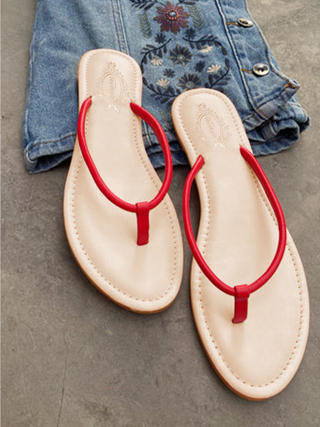 

Shoetopia Women Solid Open Toe Flats, Red