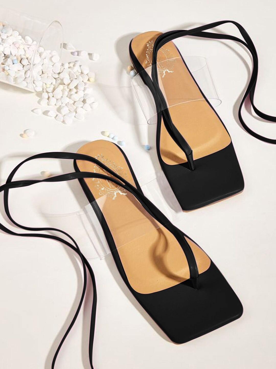 

Shoetopia Women Open Toe Flats, Black