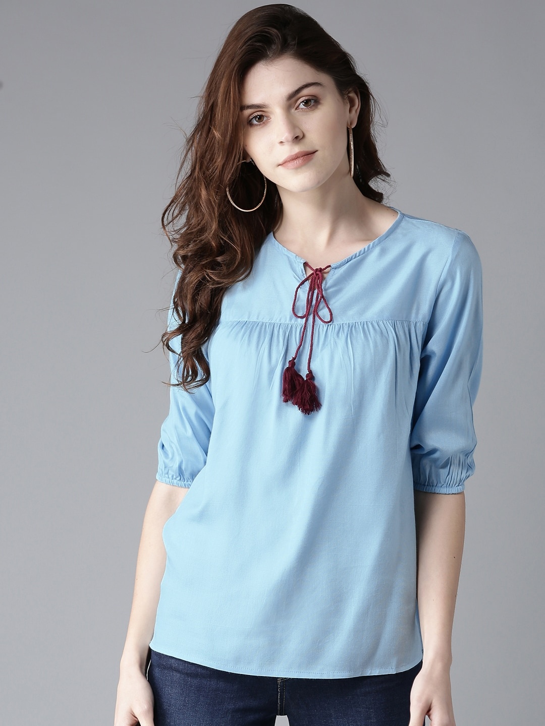 

HERE&NOW Women Blue Solid Top