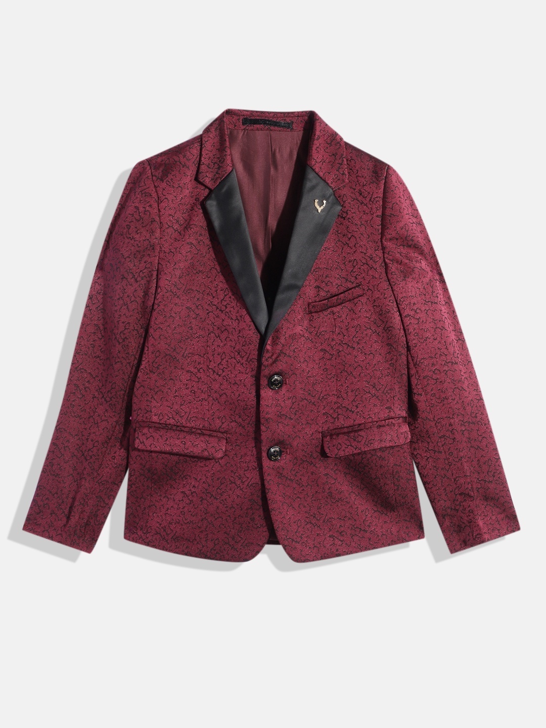 

Allen Solly Junior Boys Notched Lapel Collar Single-breasted Party Blazer, Maroon