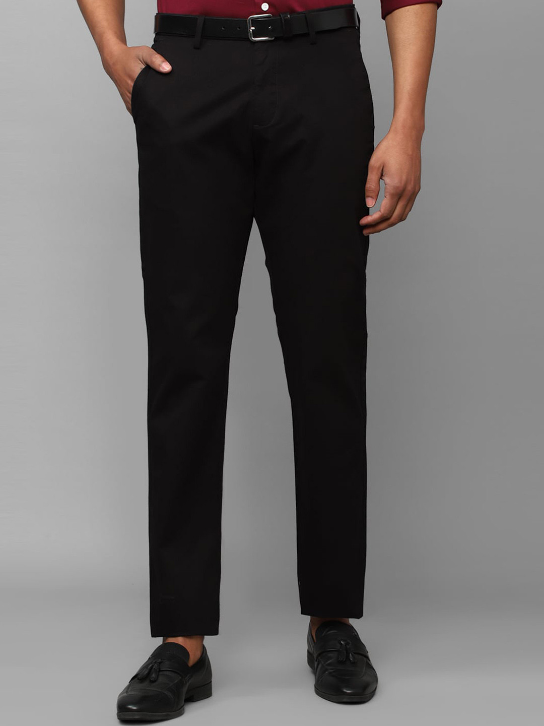 

Allen Solly Men Mid Rise Formal Trousers, Black