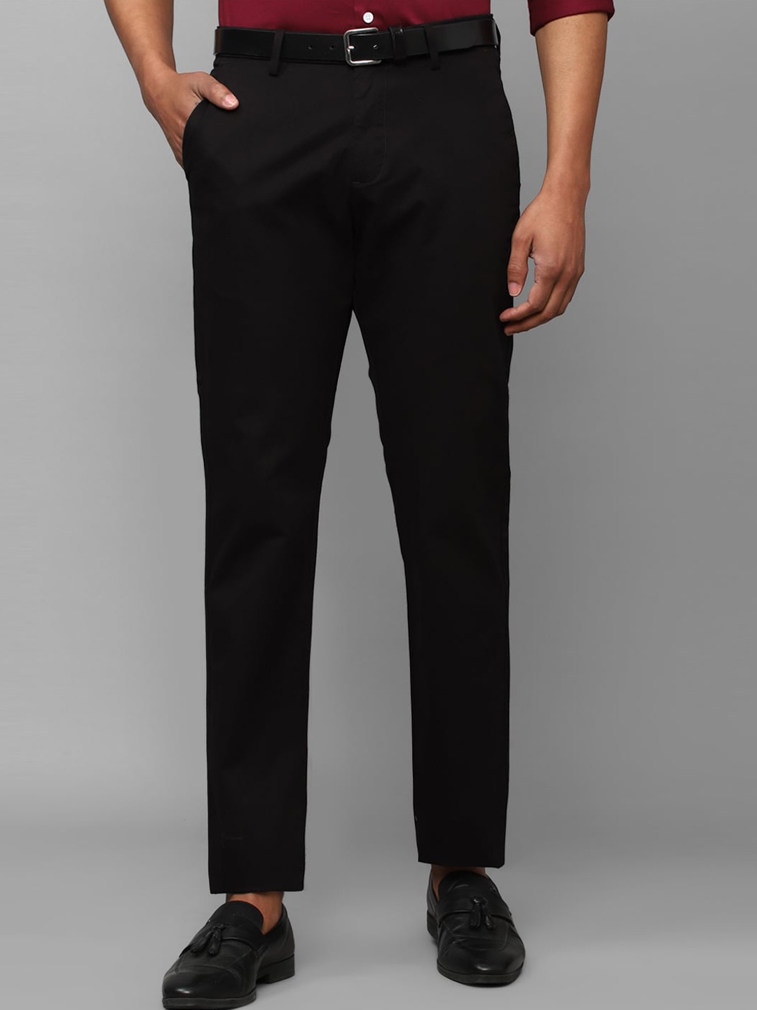 

Allen Solly Men Cotton Formal Trousers, Black