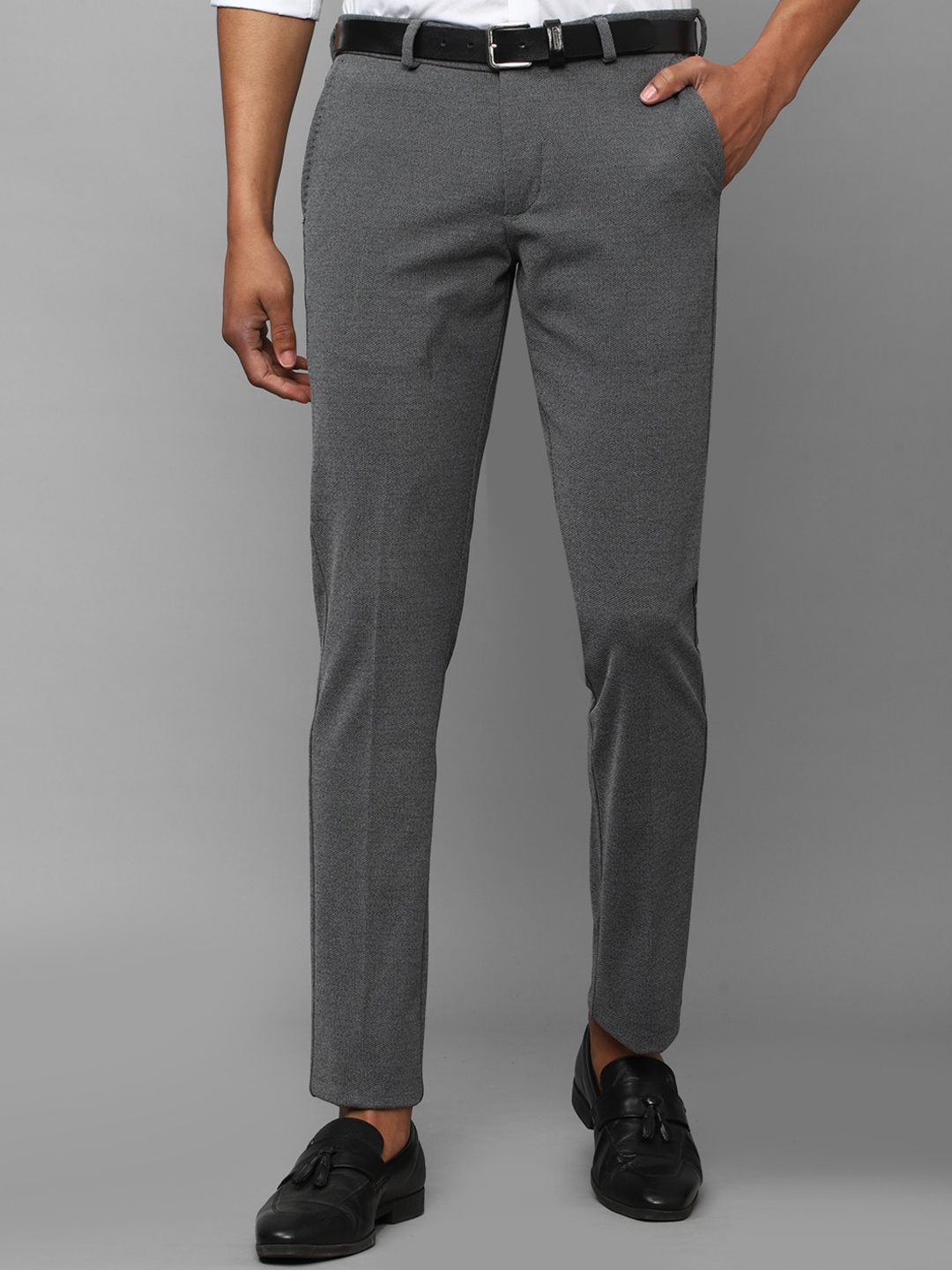 

Allen Solly Men Textured Slim Fit Formal Trousers, Grey